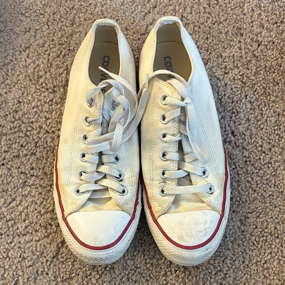 Converse Off-White Sneakers with Red Accent